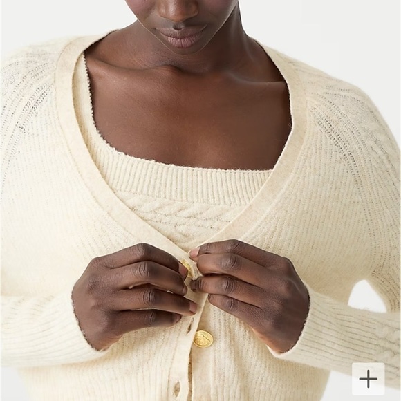 J crew Supersoft cropped cable-knit sweater-tank set
 Heather natural nwot - Picture 3 of 7